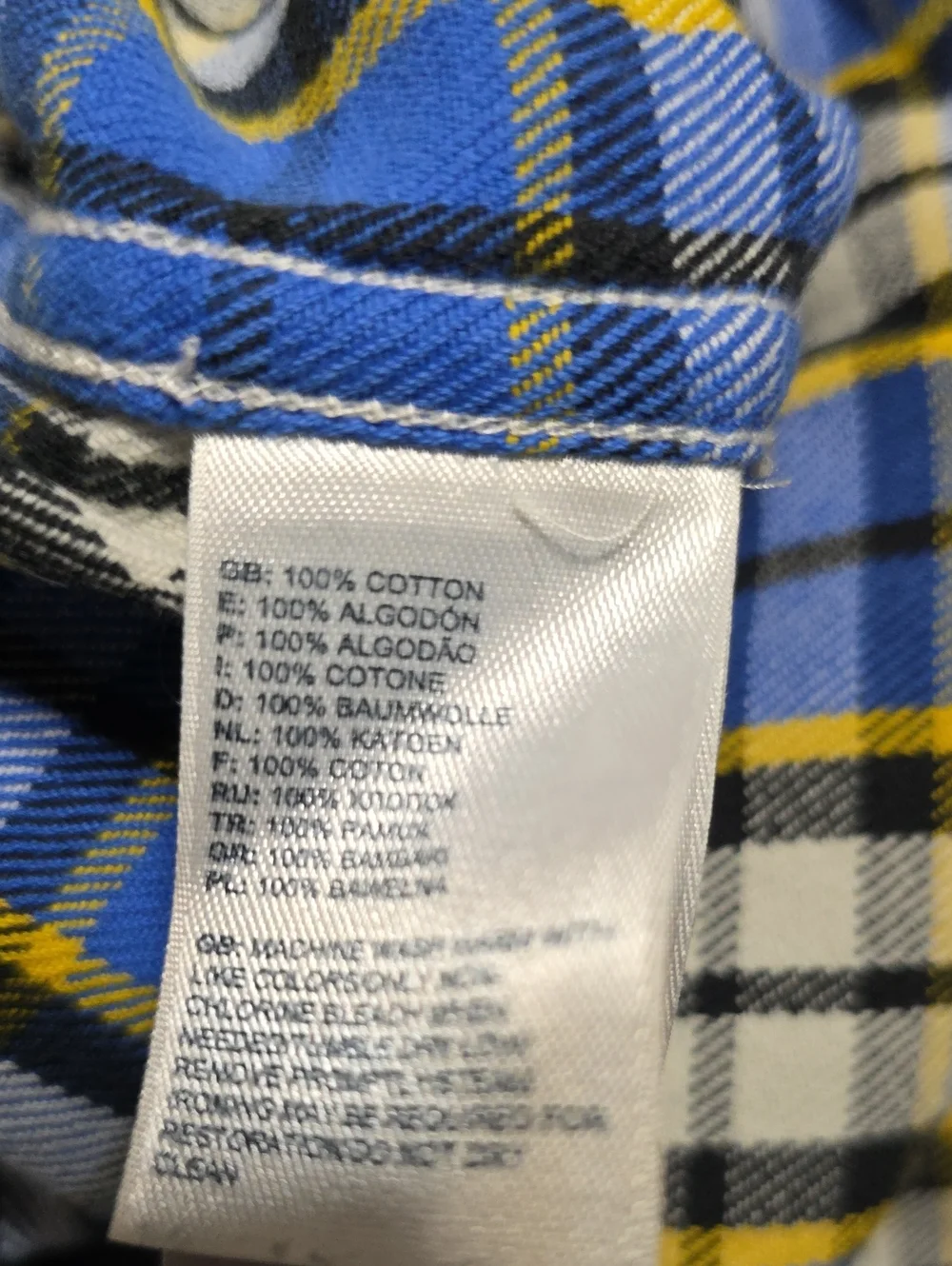 The North Face Blue/White/Yellow Plaid Flannel Button Up Shirt Mens Size Large